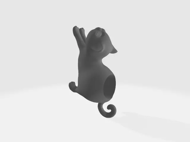 Cat potted plant 3D print model_0