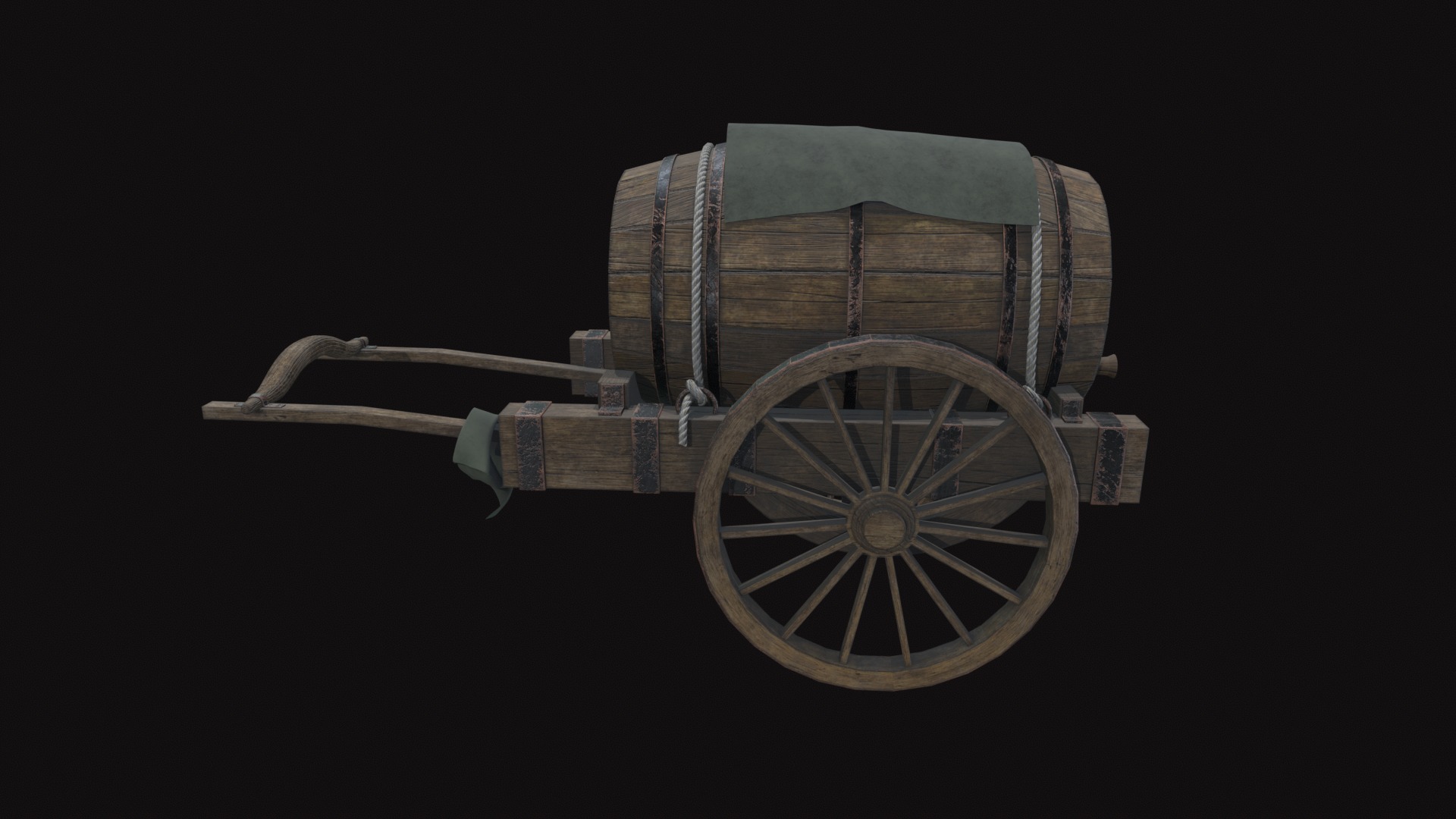 Medieval Carriage V17 Low-poly 3D model_5