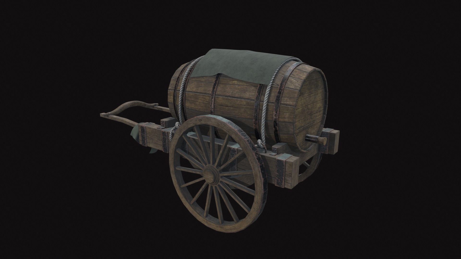 Medieval Carriage V17 Low-poly 3D model_2