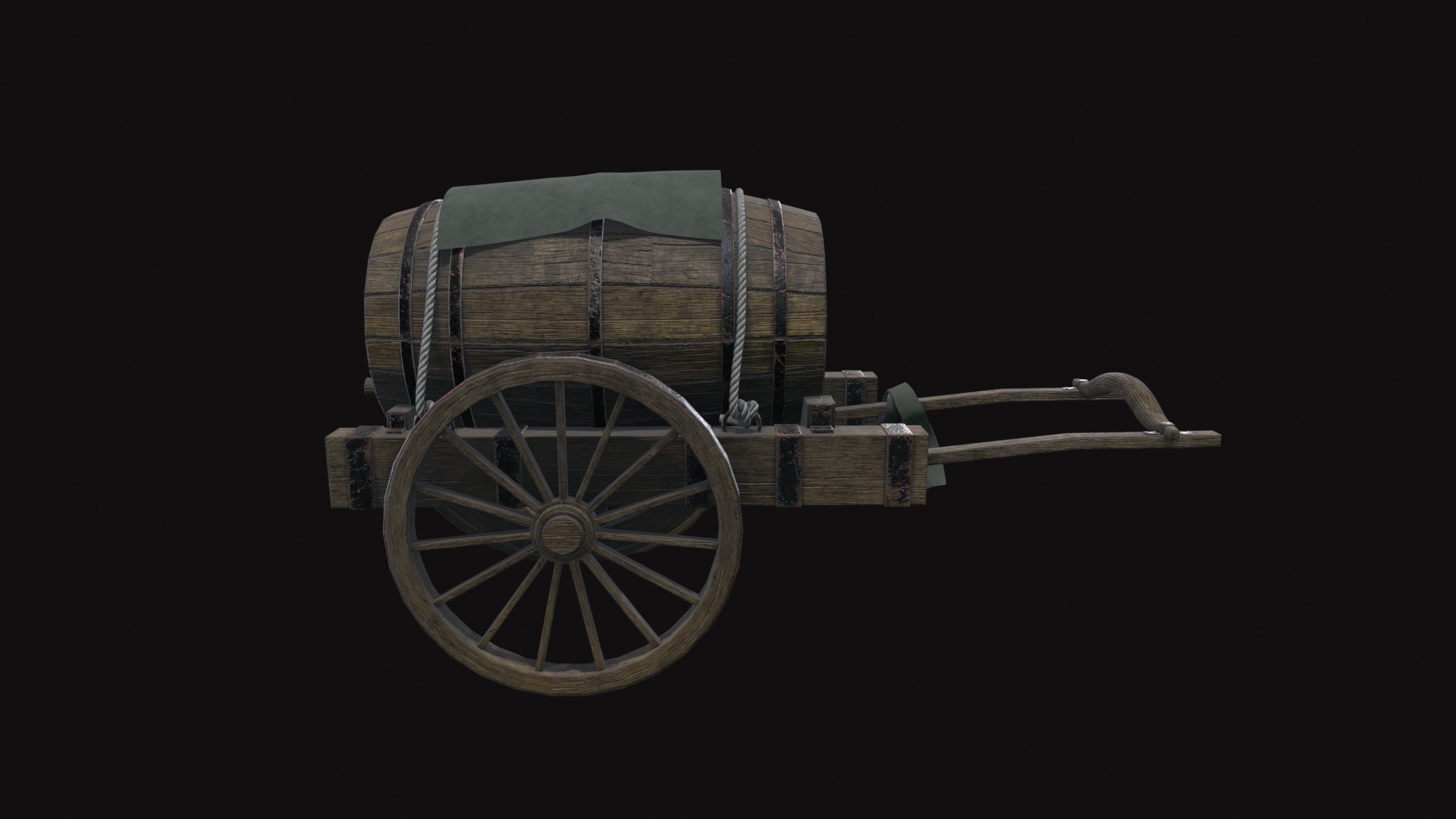 Medieval Carriage V17 Low-poly 3D model_6