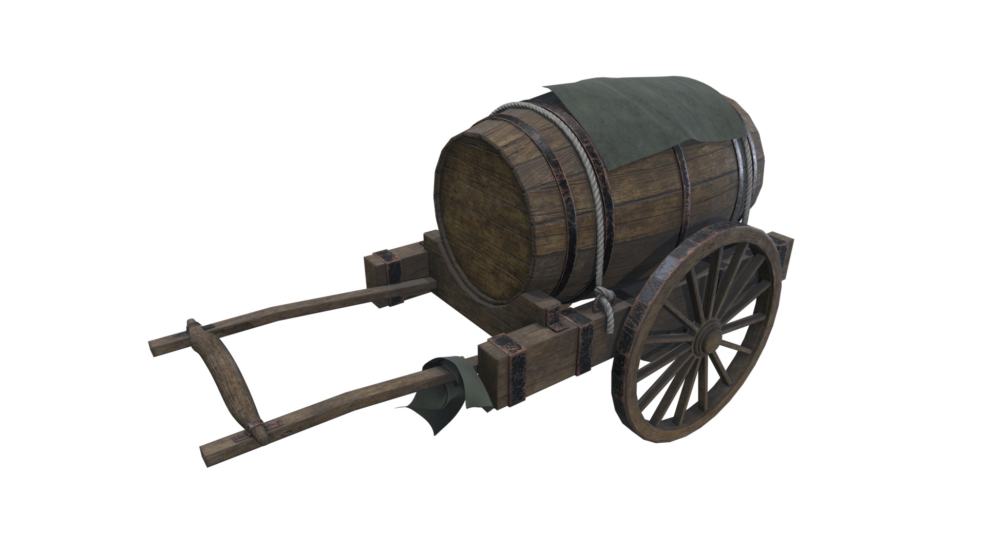 Medieval Carriage V17 Low-poly 3D model_8