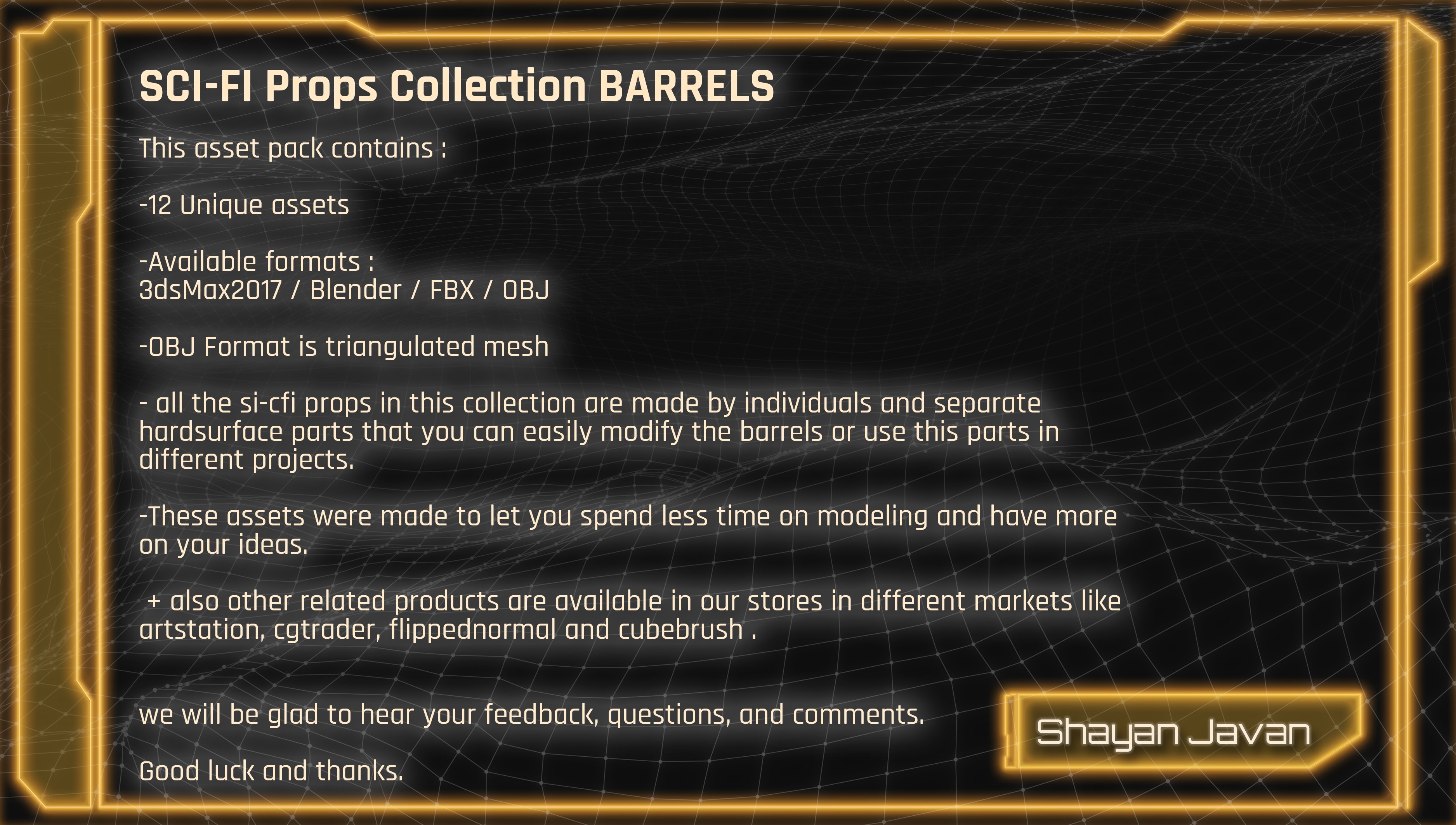 SCI-FI Props Collection BARRELS 3D model_15