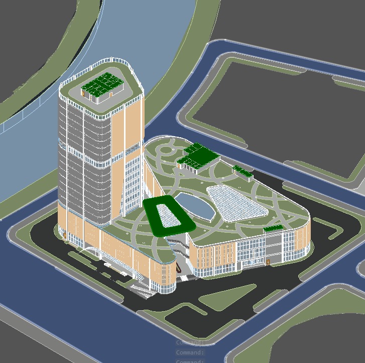 commercial center combined with office buildings 3D model_1