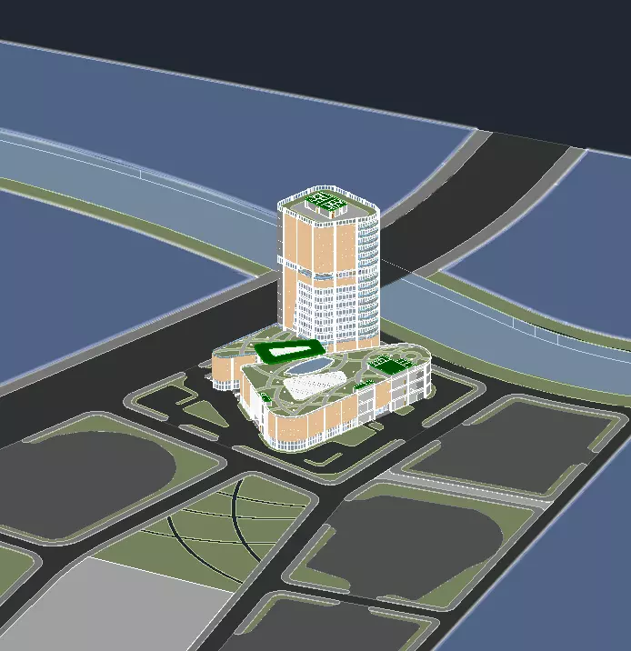 commercial center combined with office buildings 3D model_0