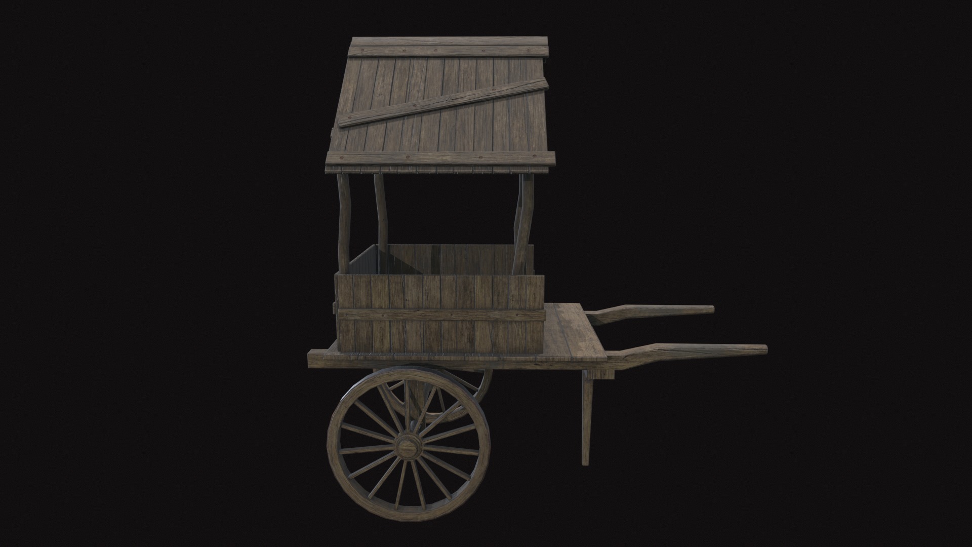 Medieval Carriage V20 Low-poly 3D model_6