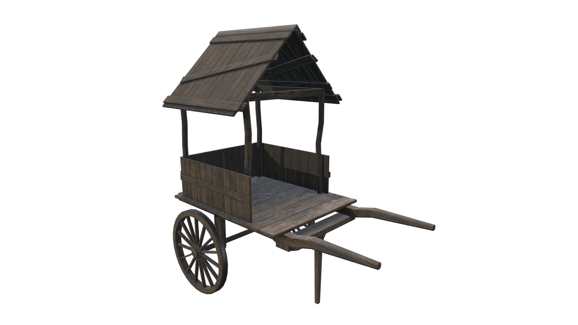 Medieval Carriage V20 Low-poly 3D model_8