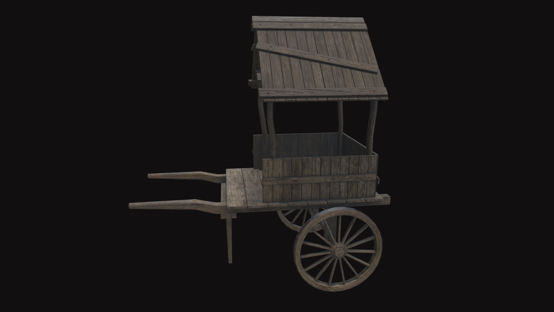 Medieval Carriage V20 Low-poly 3D model_5