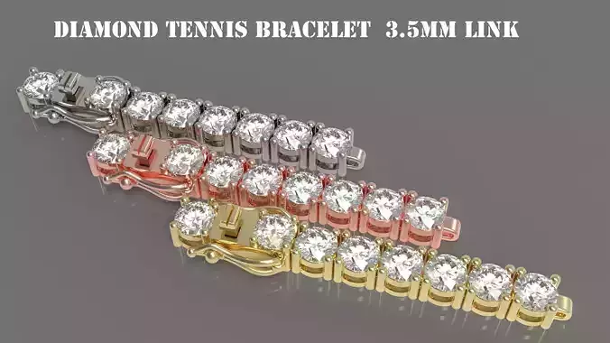 Diamond Tennis Bracelet Link TB35 3D print model