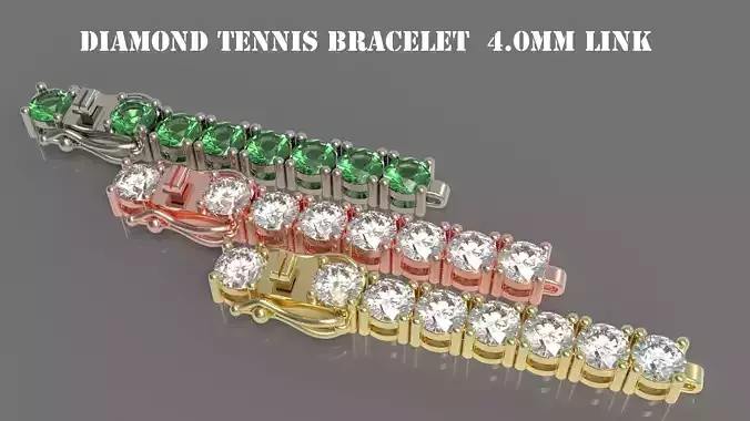 Diamond Tennis Bracelet Link TB40 3D print model