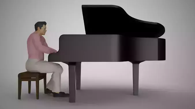Man Playing Piano 3D print model