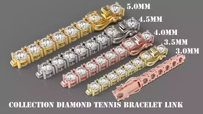Diamond Tennis Bracelet Link TB3035404550 3D Model Collection