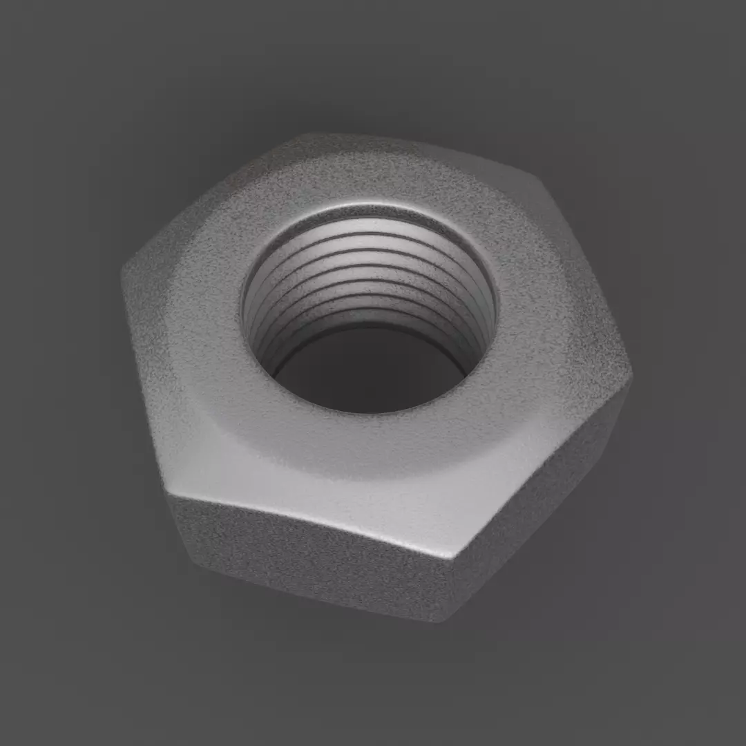 Galvanized Steel Nut Free 3D model
