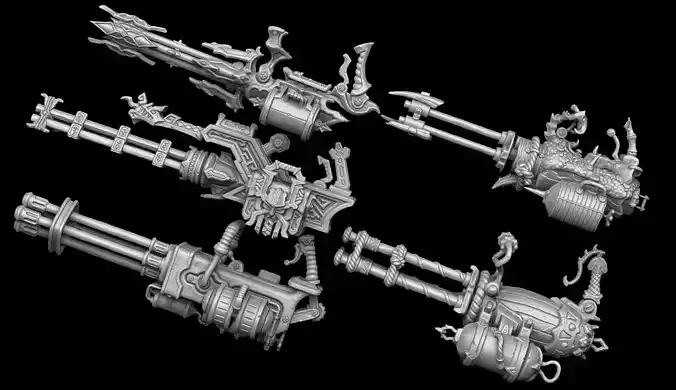 Fantasy miniguns collection 3d print