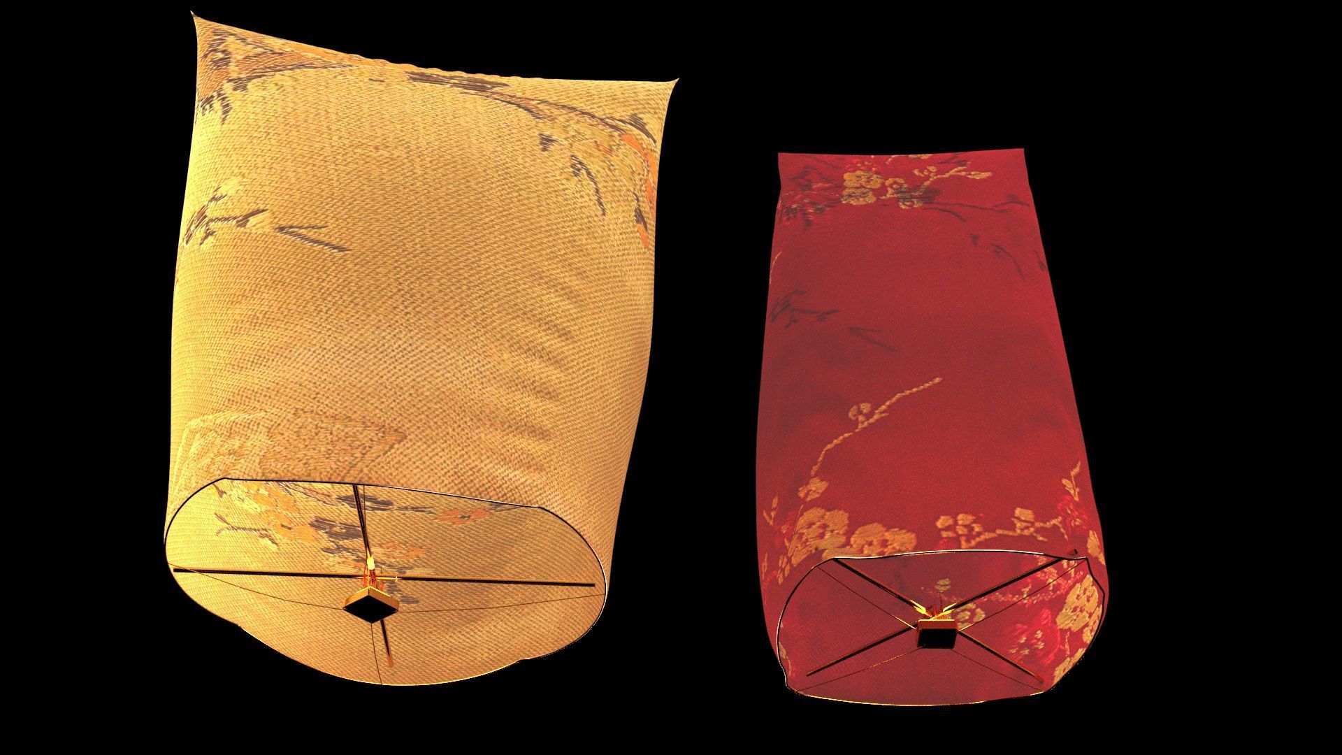 Chinese sky lantern  Low-poly 3D model_4