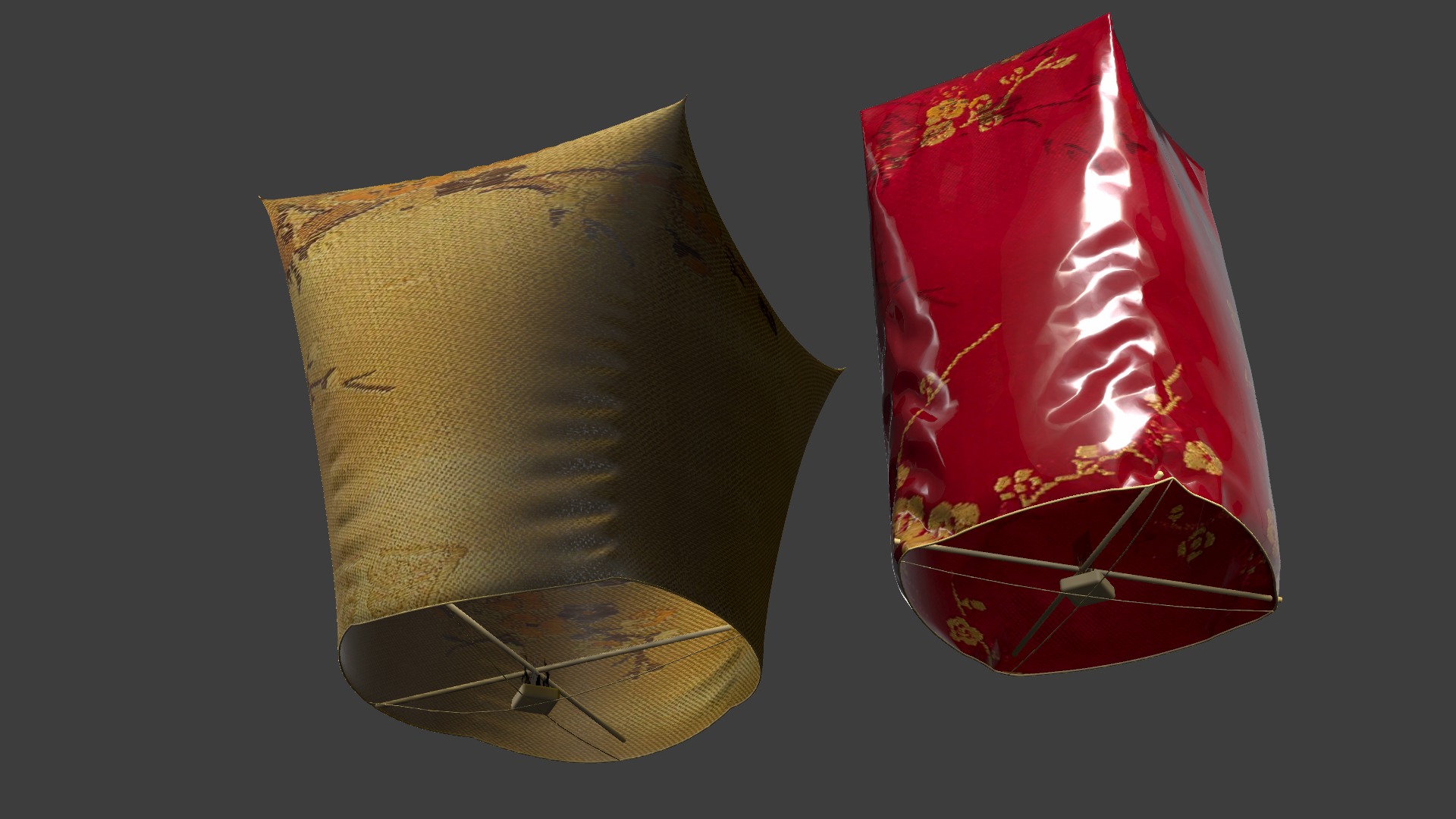 Chinese sky lantern  Low-poly 3D model_7