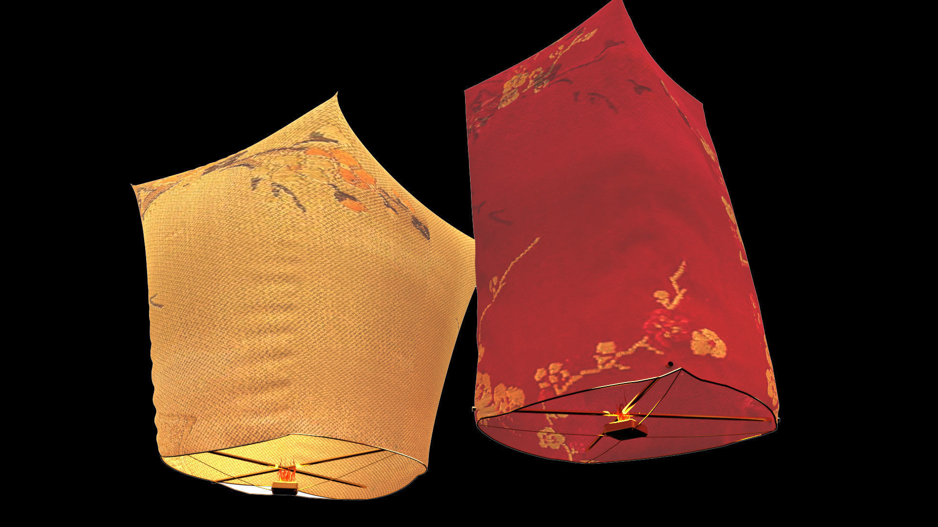 Chinese sky lantern  Low-poly 3D model_2