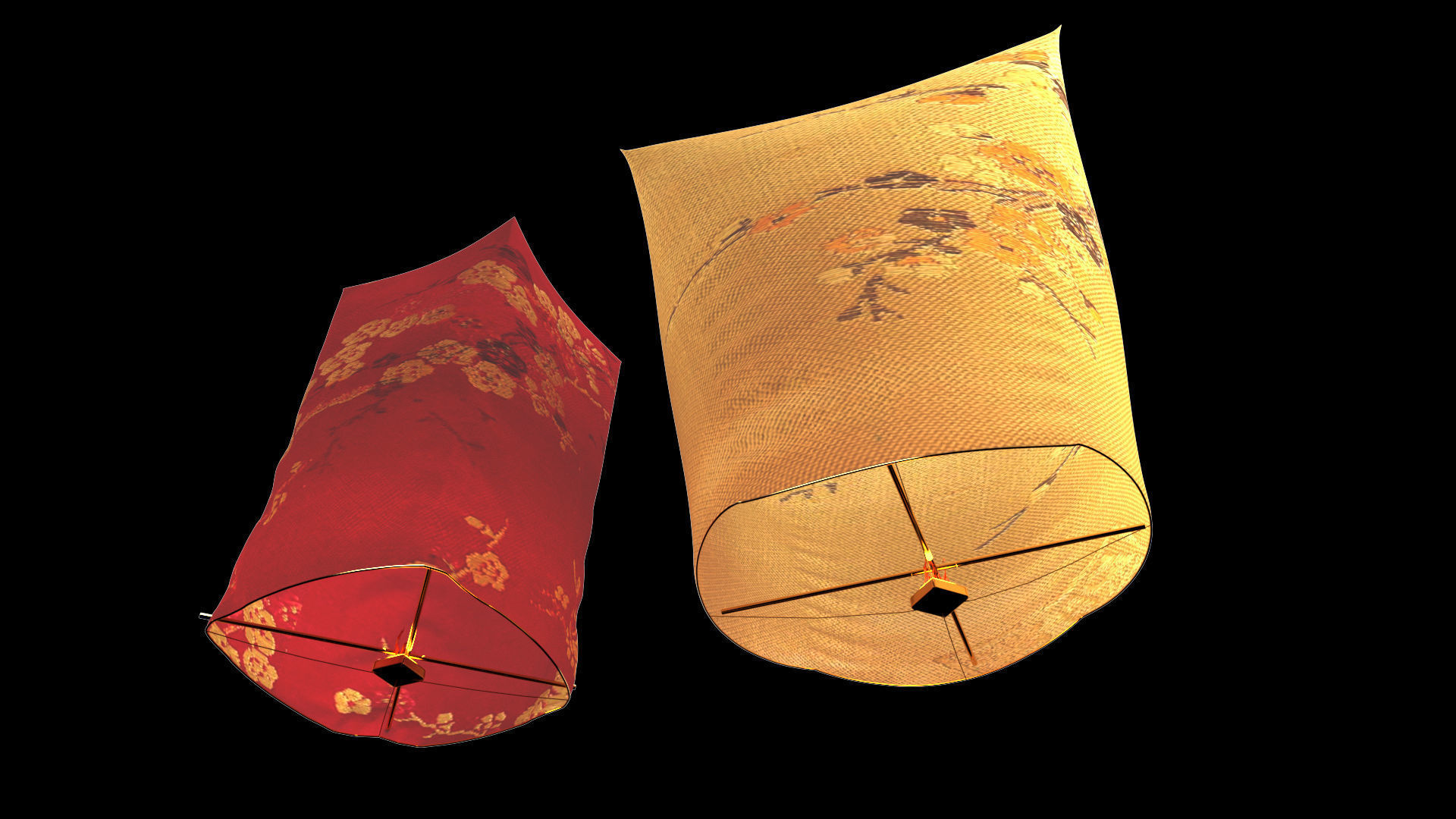 Chinese sky lantern  Low-poly 3D model_3
