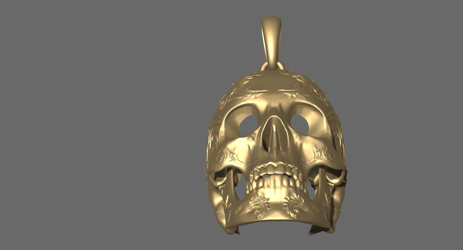 skull pendant 3D print model_6