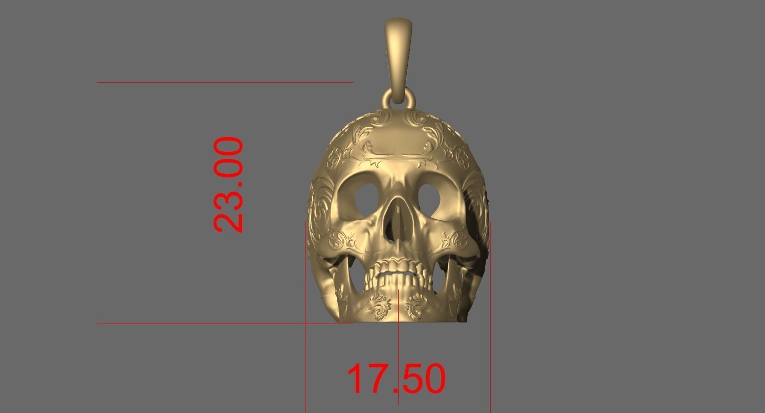 skull pendant 3D print model_12