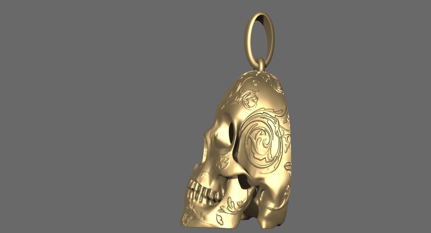 skull pendant 3D print model_7