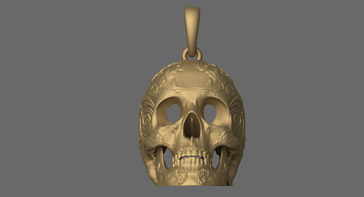 skull pendant 3D print model_14