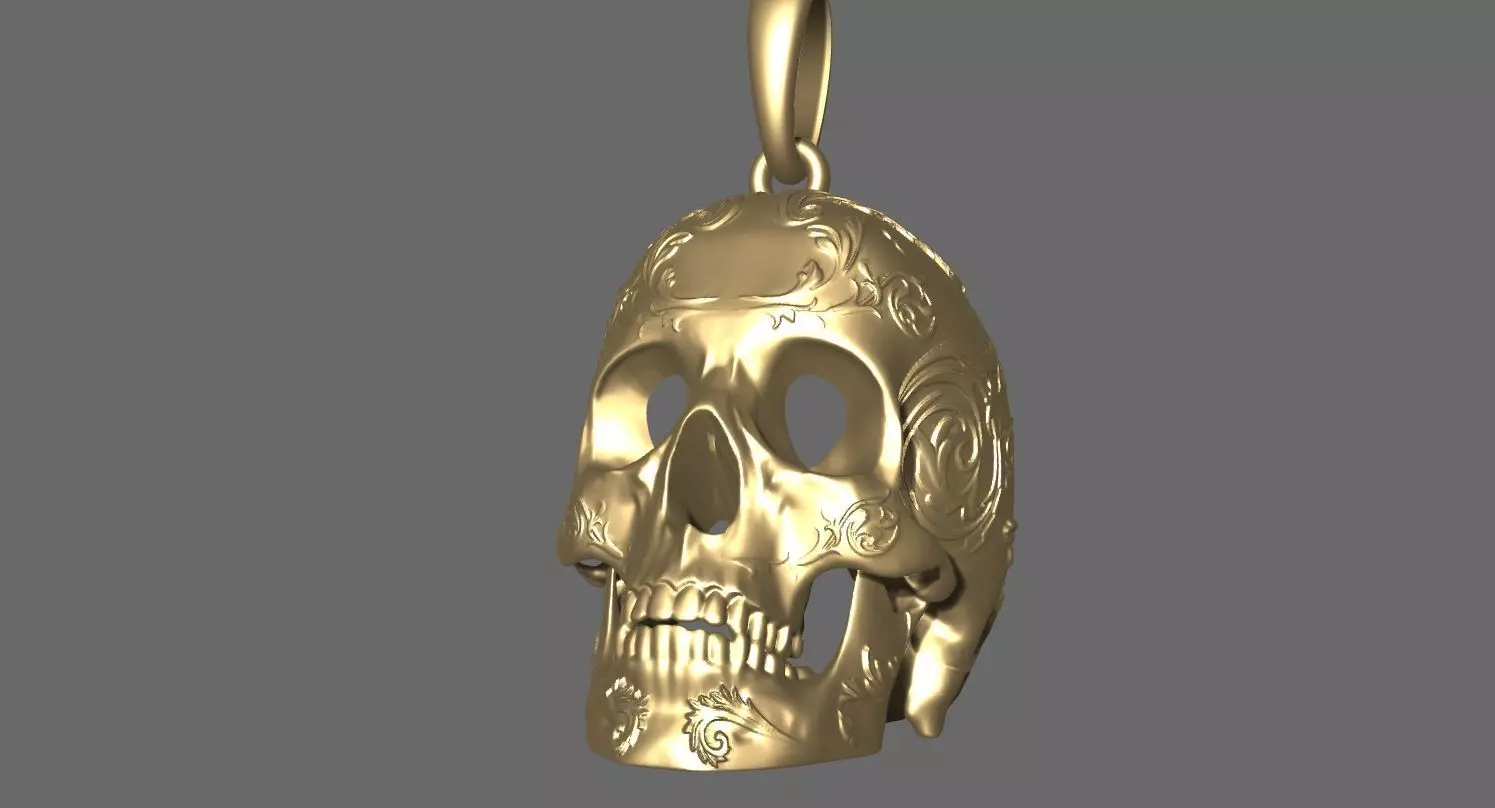 skull pendant 3D print model_0