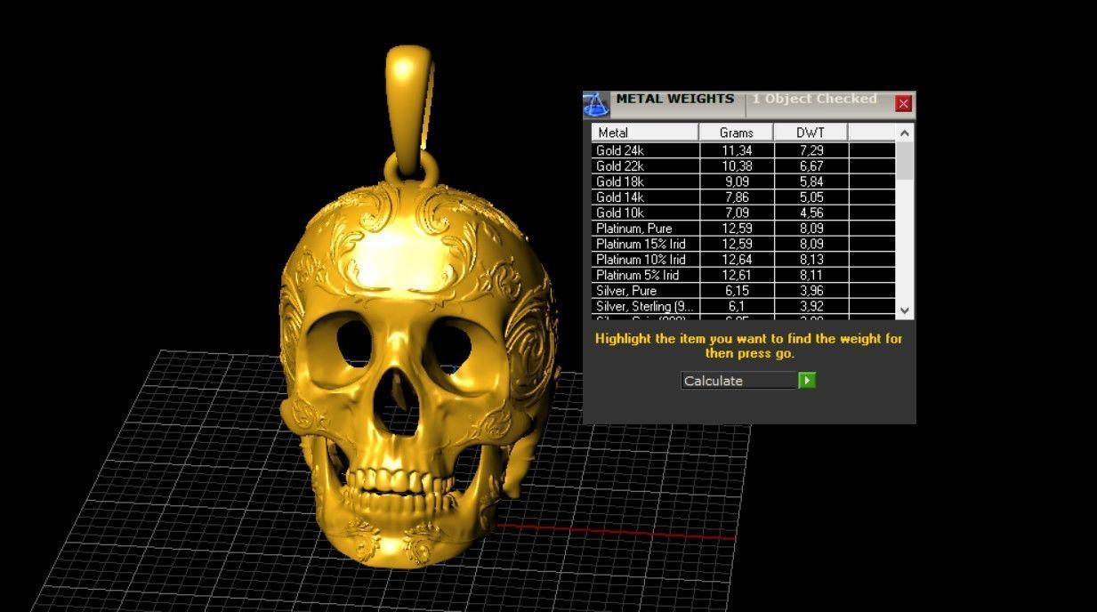 skull pendant 3D print model_2