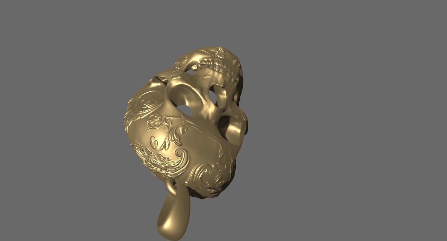 skull pendant 3D print model_9