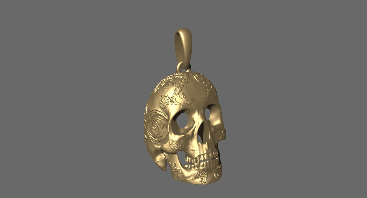 skull pendant 3D print model_10