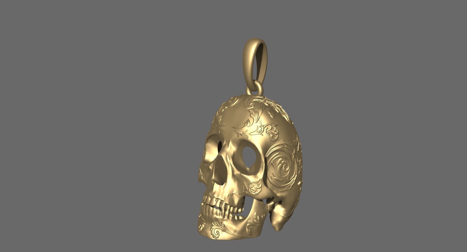 skull pendant 3D print model_11