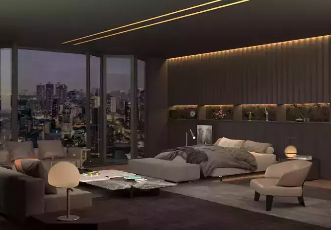 3D Master Bedroom Design 3D model