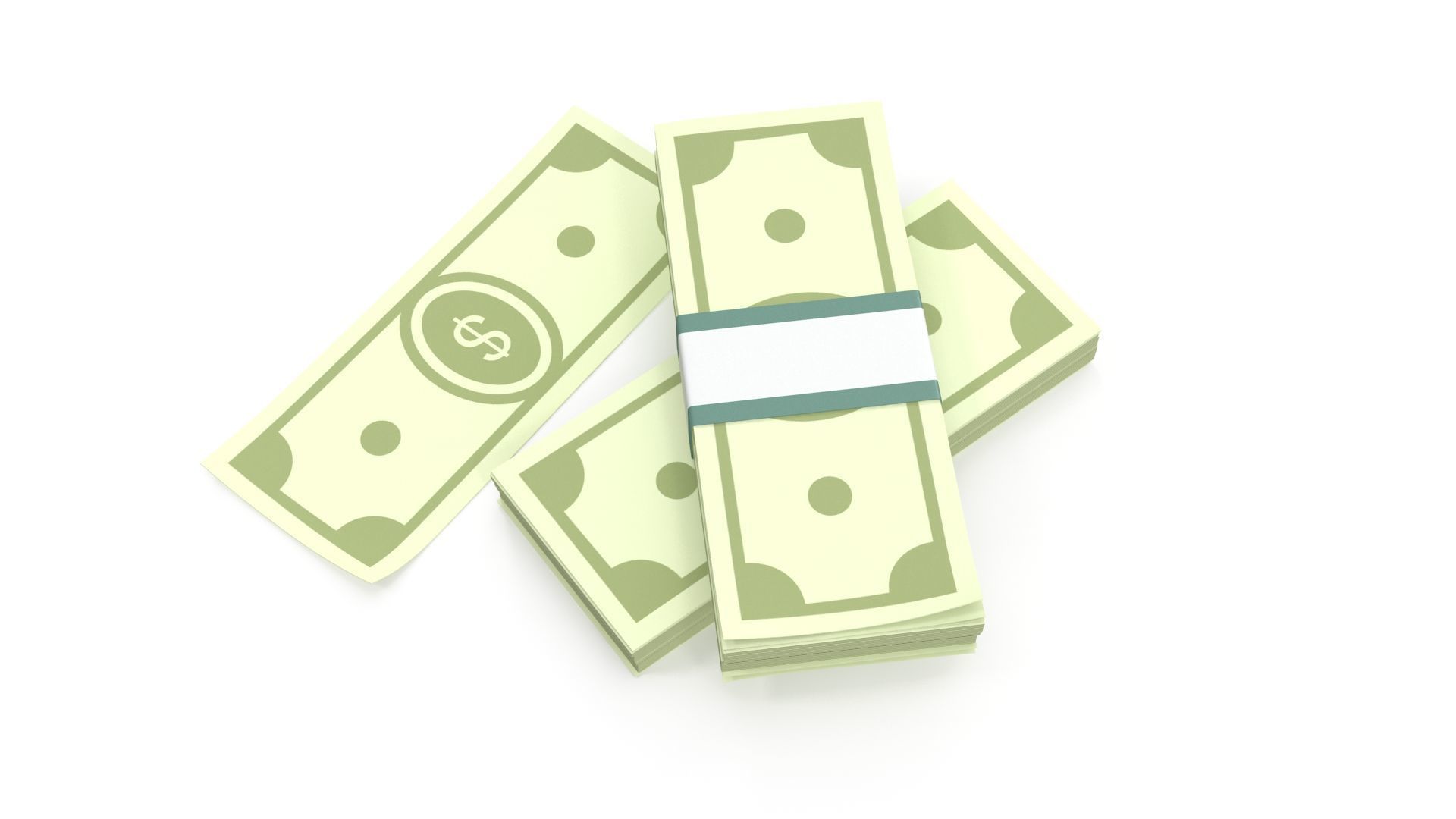 Stylized wad of money 3D model_2