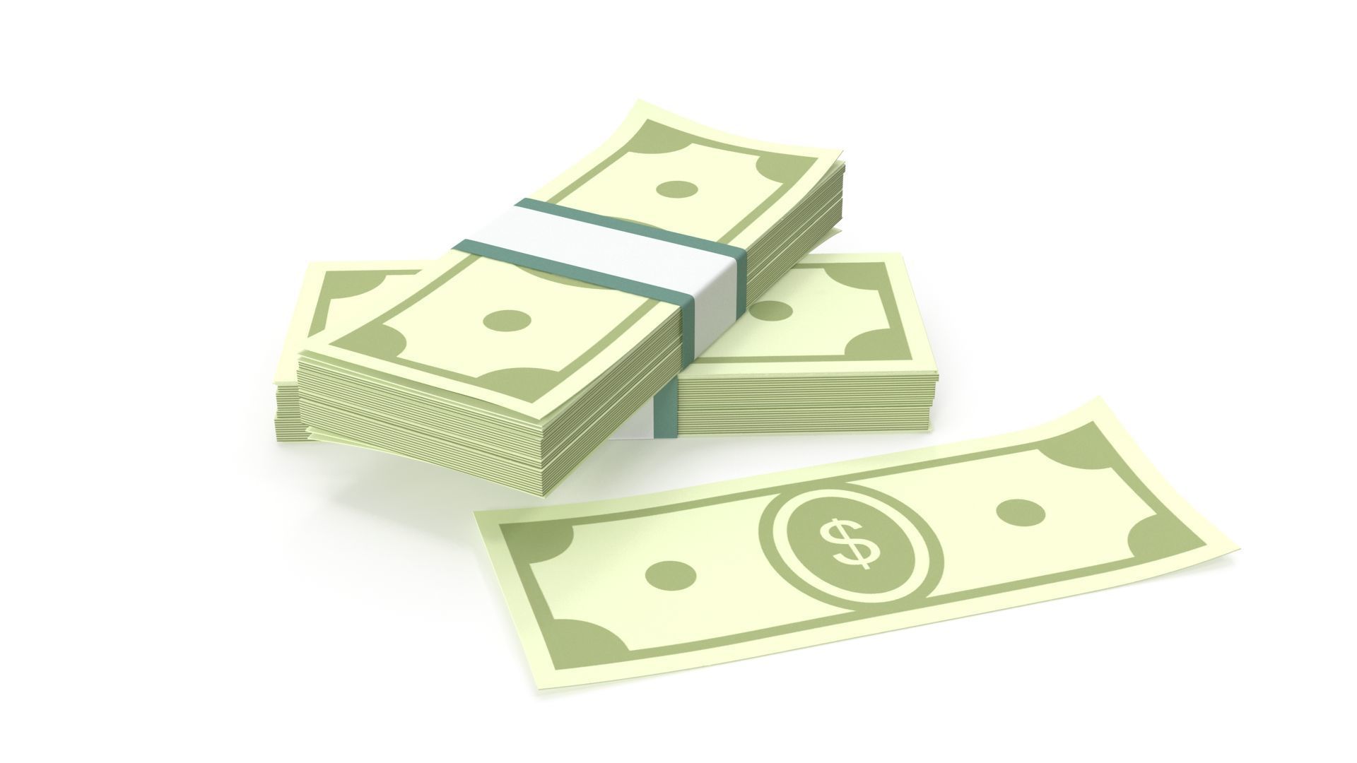 Stylized wad of money 3D model_5