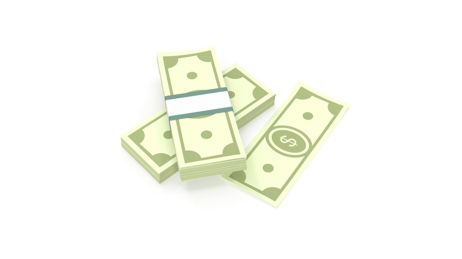 Stylized wad of money 3D model_7