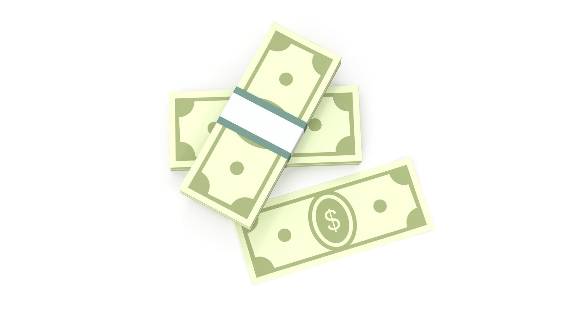 Stylized wad of money 3D model_6