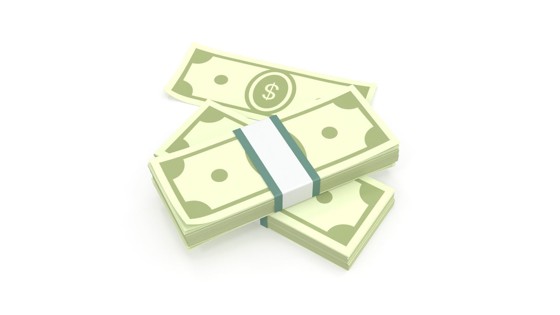 Stylized wad of money 3D model_3