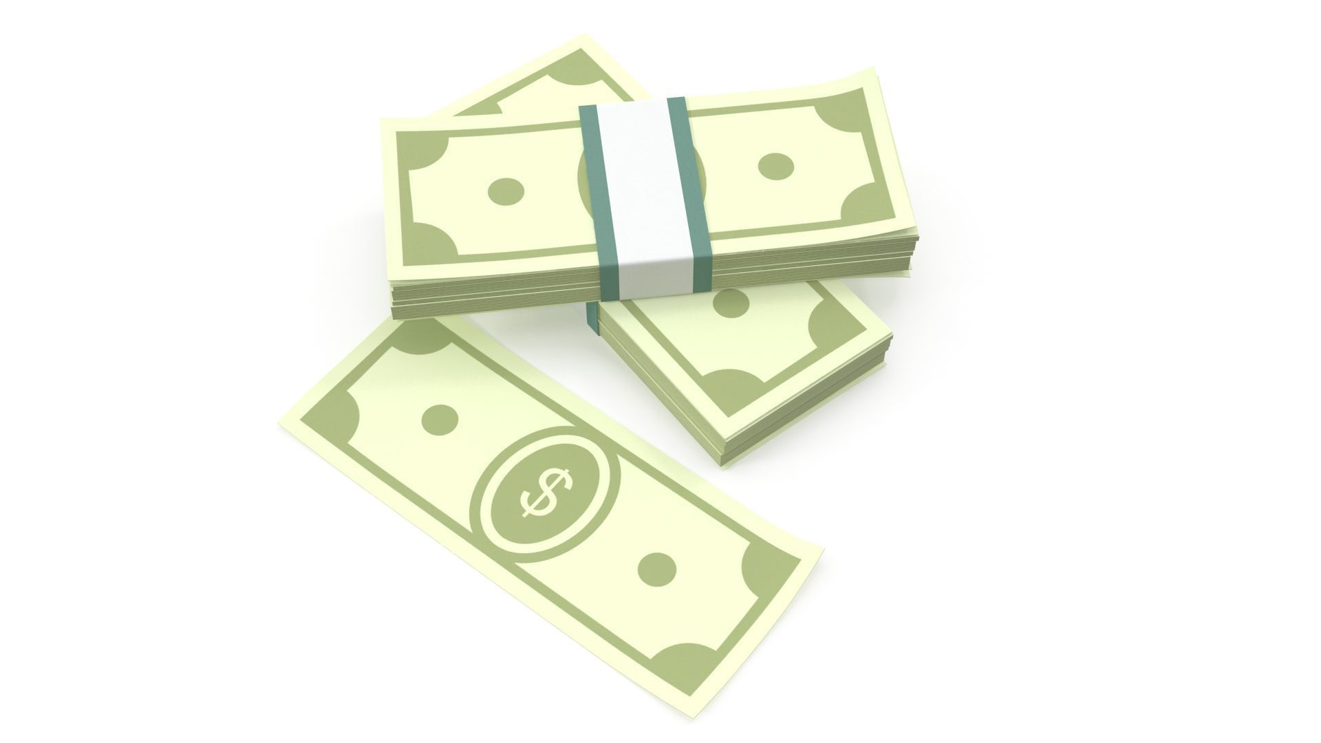 Stylized wad of money 3D model_1