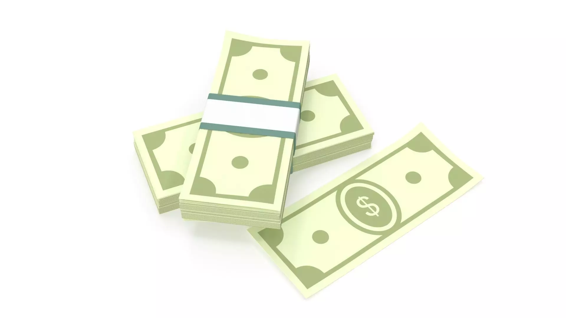 Stylized wad of money 3D model_0