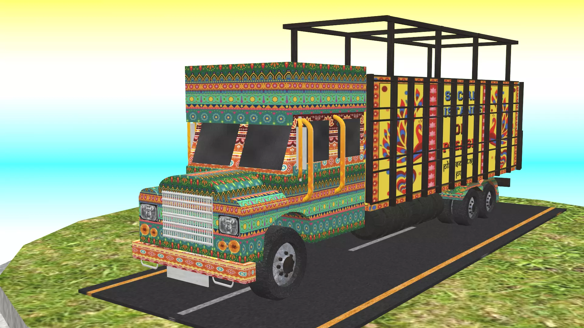Indian Truck Model 6 Low-poly 3D model_0