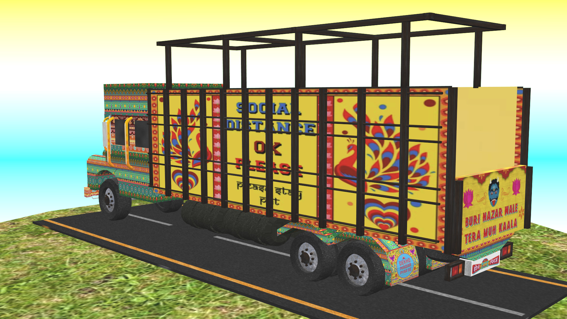 Indian Truck Model 6 Low-poly 3D model_2