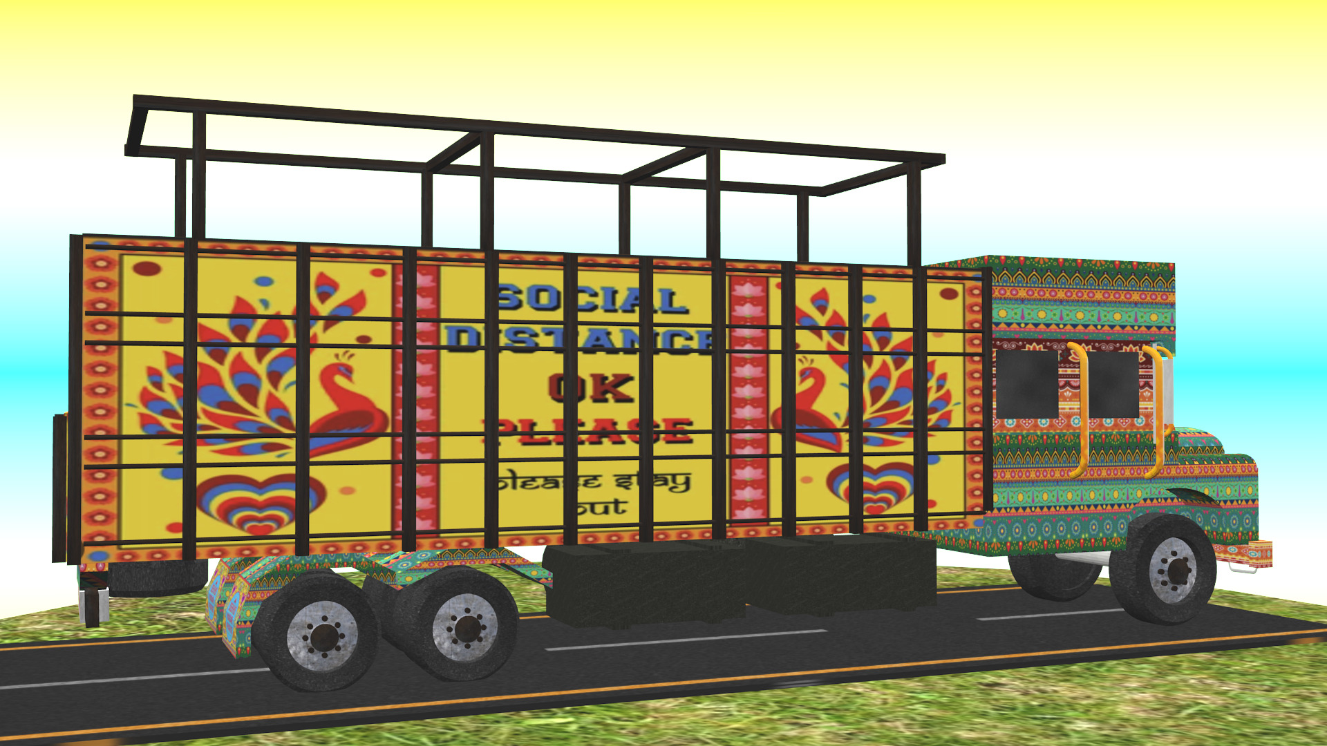 Indian Truck Model 6 Low-poly 3D model_4