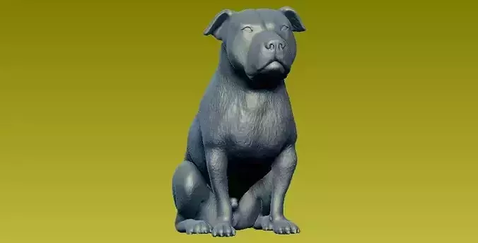 Dog maverick staffie - statue - 3D print
