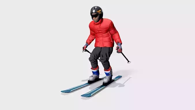 Skiing Actions  Low-poly 3D model