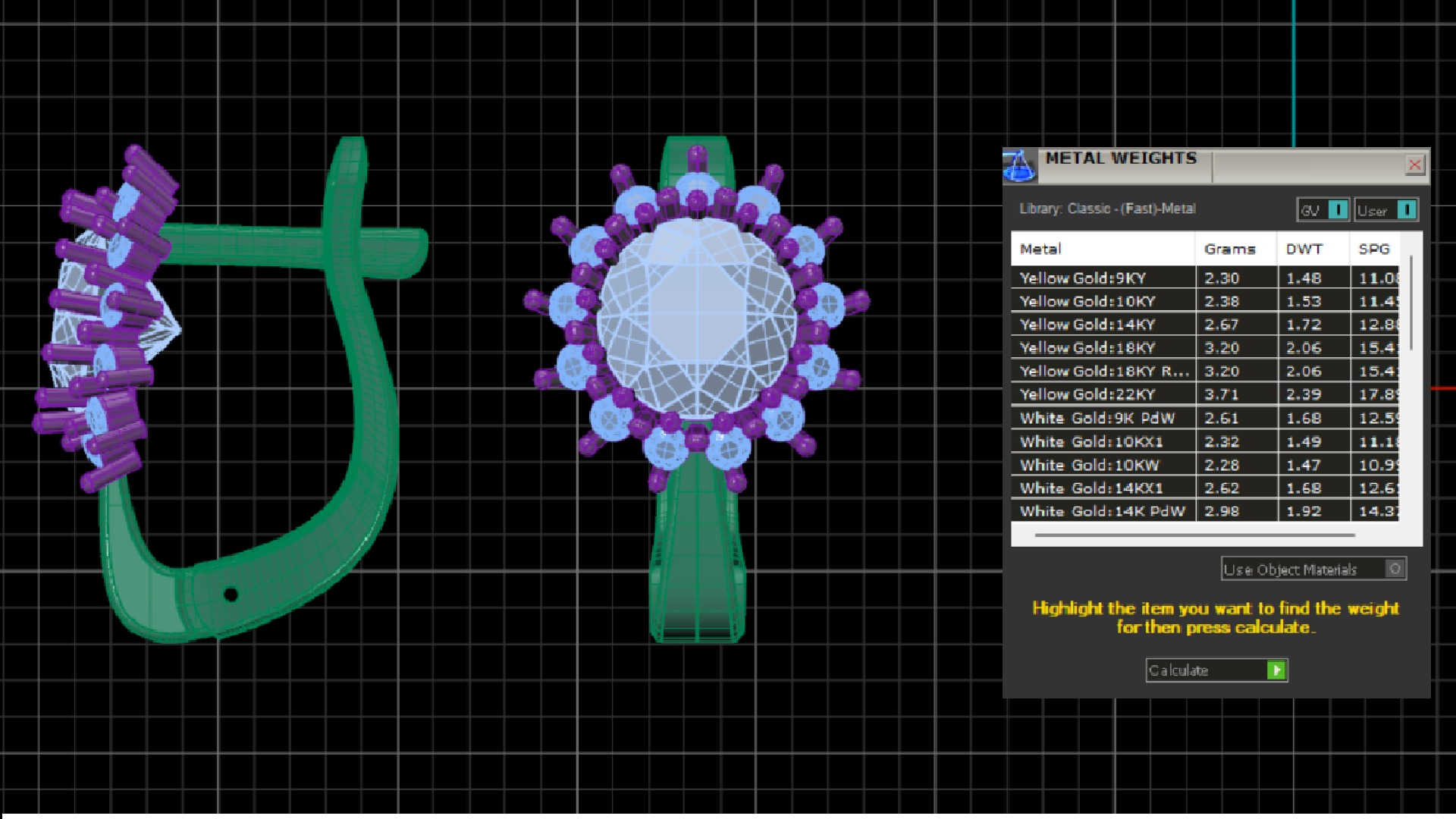 Earrings with round gem and diamond galo for CNC or  3D print model_11