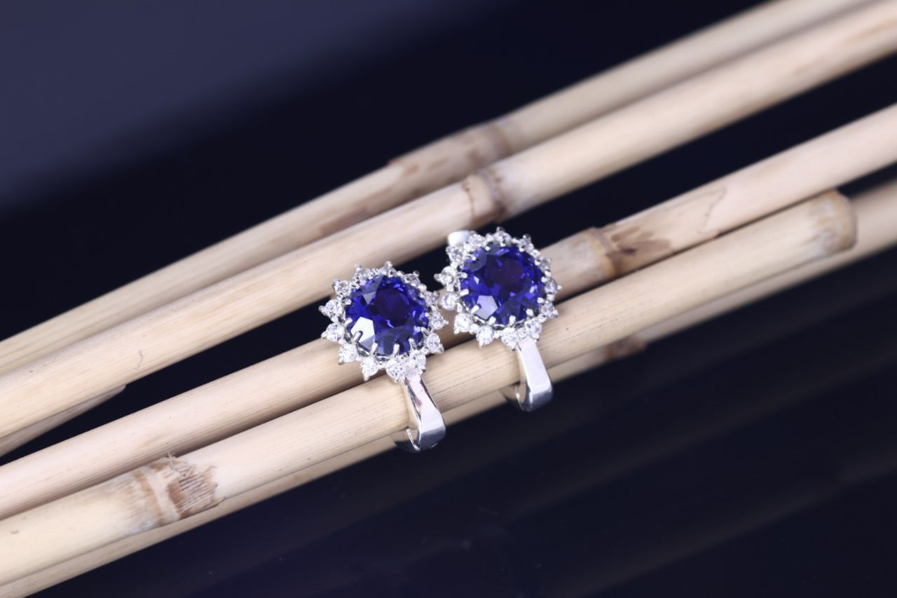 Earrings with round gem and diamond galo for CNC or  3D print model_14