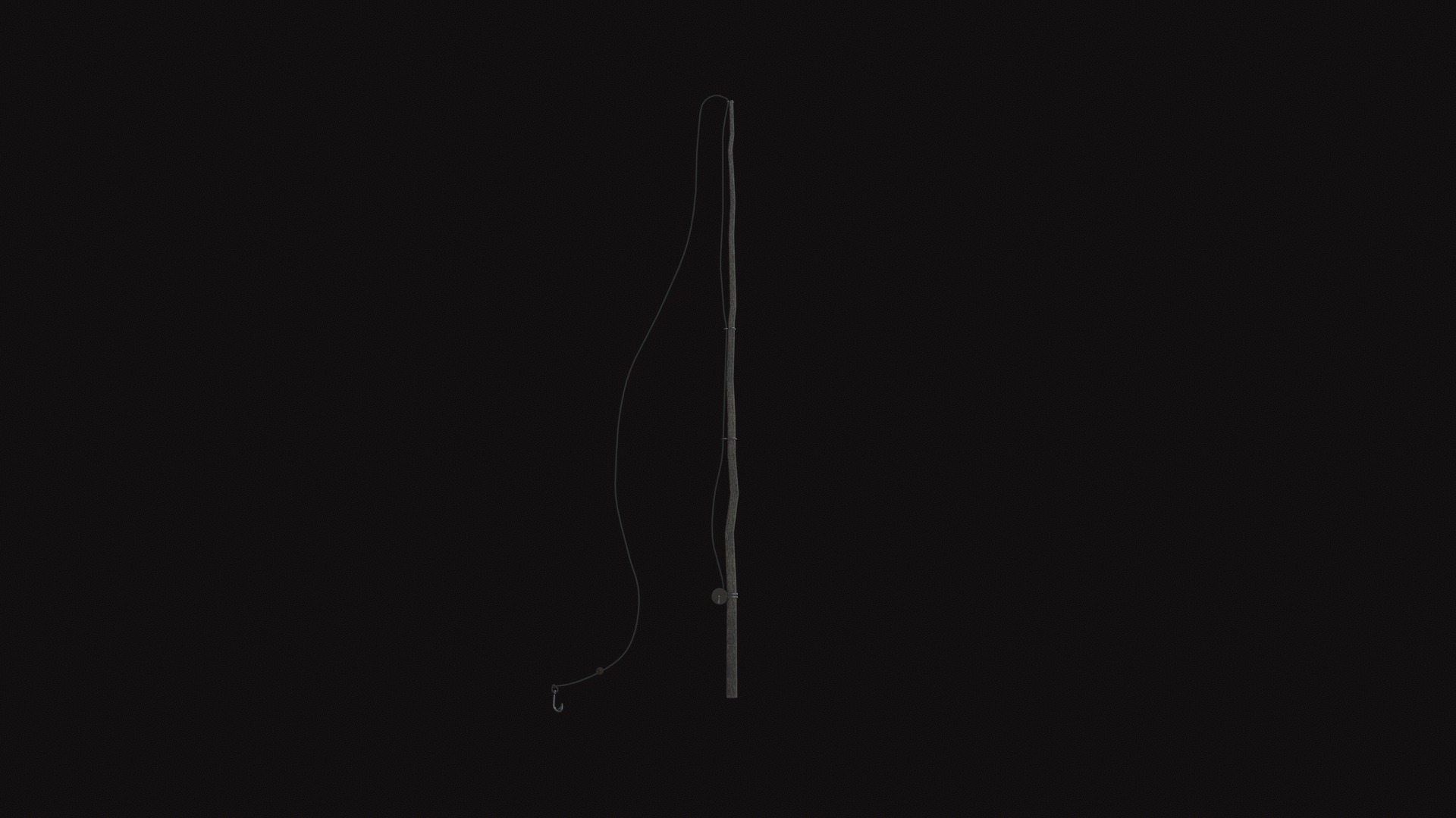 Medieval Fishing Rod Low-poly 3D model_4