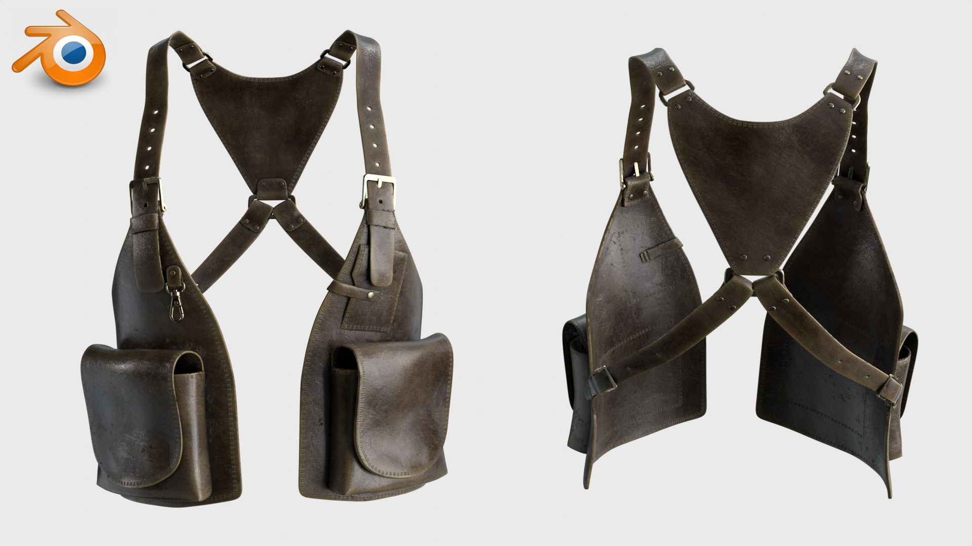 Shoulder Holster with Adjustable Straps Low-poly 3D model_6