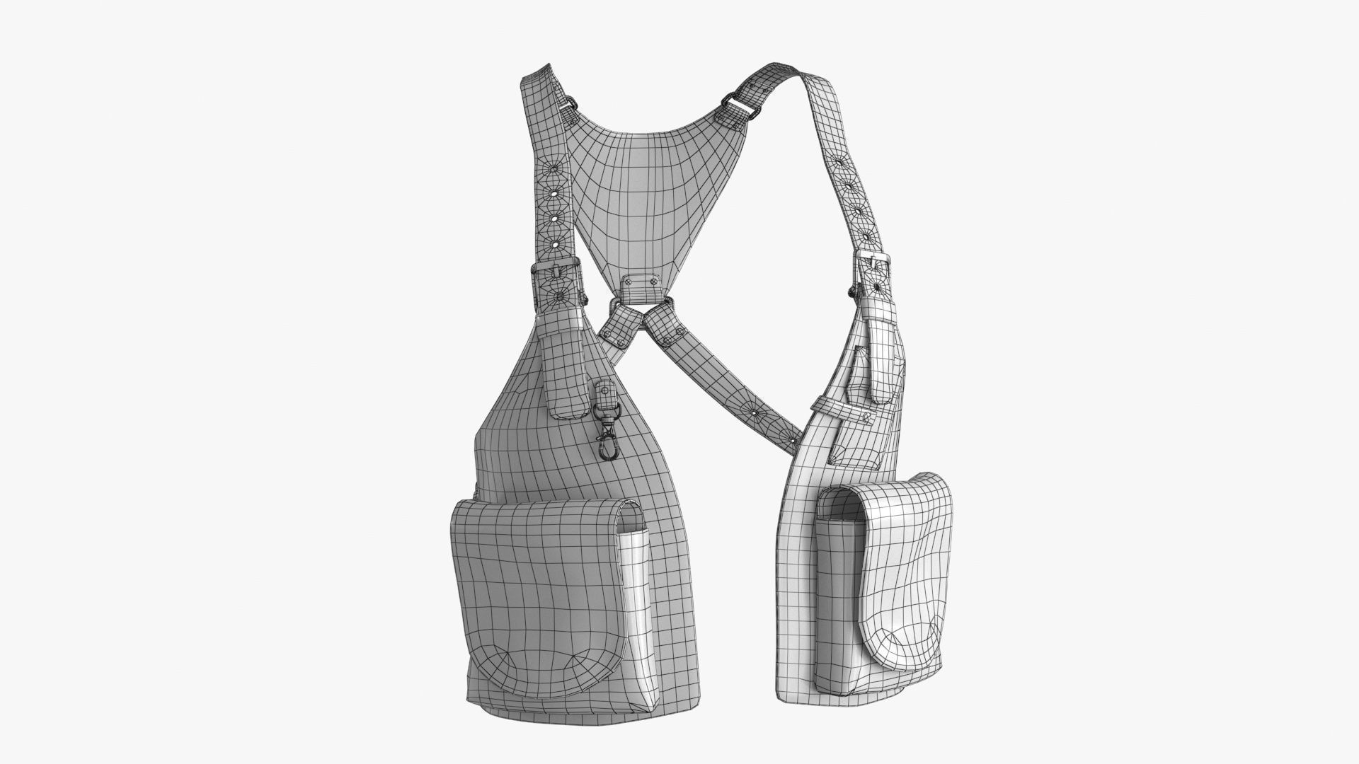 Shoulder Holster with Adjustable Straps Low-poly 3D model_20