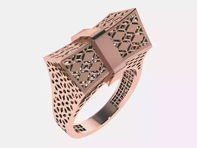 Wire Mesh Geometric Plain gold ring