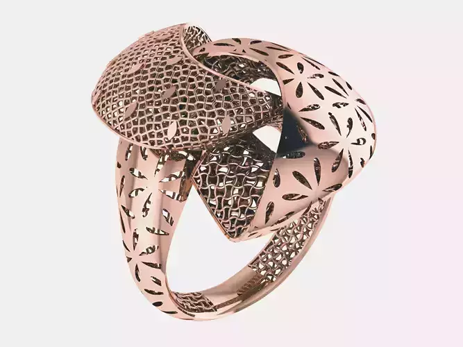 Wire Mesh Flower Plain gold ring
